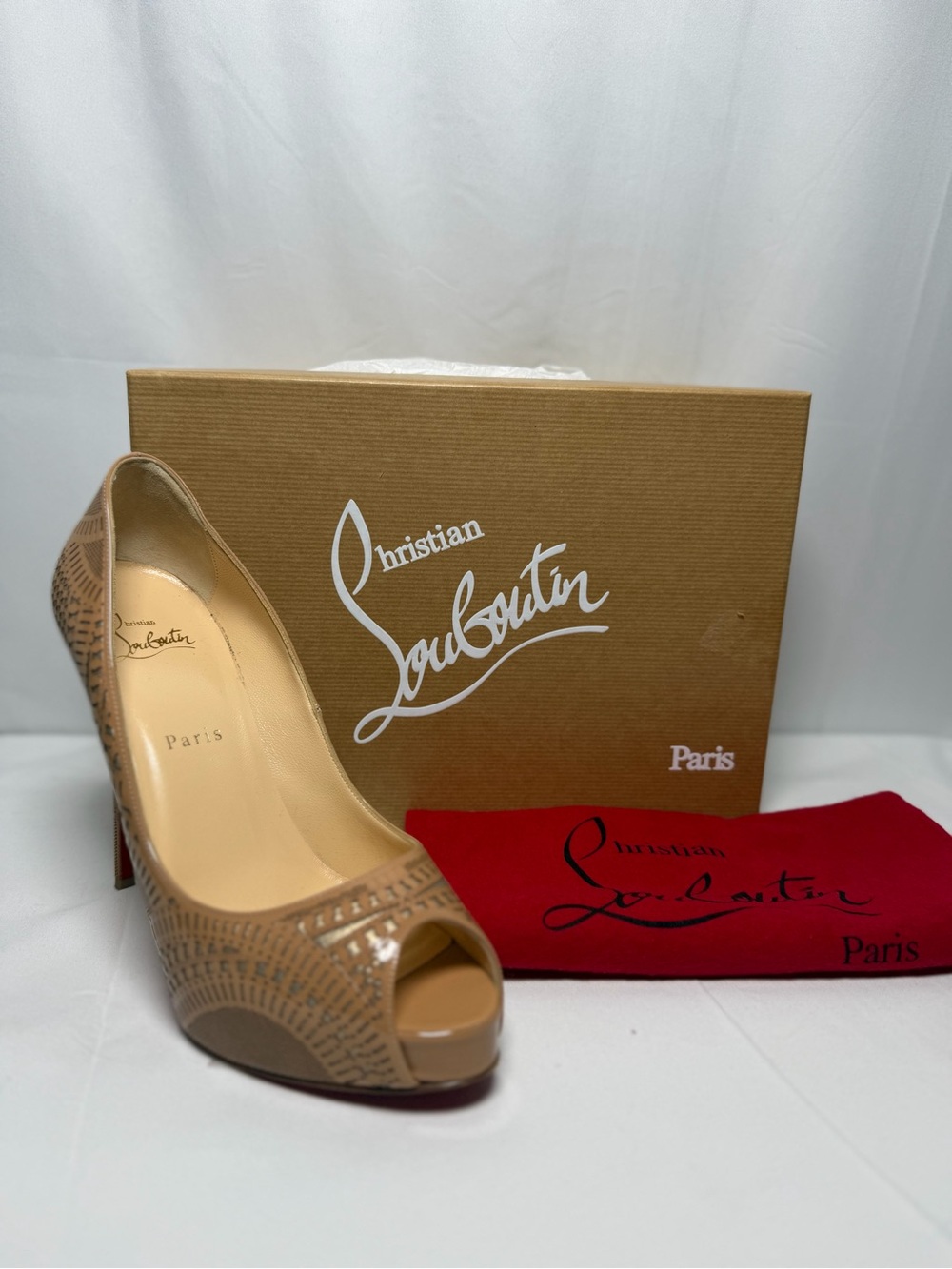 Christian Louboutin Suellena 120 Patenet/Suede Burma Size 39 w/box and dust bags